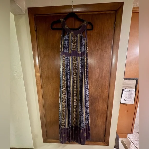 Free People Maxi Dress Sz. 8 Lace Up "You Made My Day" Cut Out Night Out Dress! - Picture 7 of 13